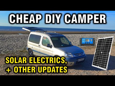 How to install basic CHEAP SOLAR ELECTRIC SYSTEM in converted DIY CAR STEALTH microcamper & updates
