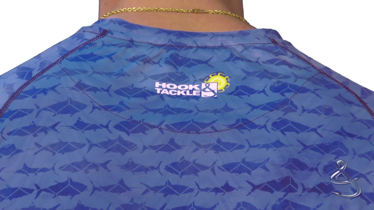 Hook and tackle UV Tec Polo Long Sleeve T-Shirt Blue
