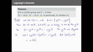 L60: Lagrange's Theorem and Fermat's Little Theorem