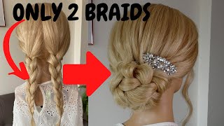 Easy low bun hairstyle - using 2 braids