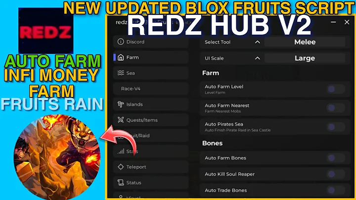 [SCRIPT V2] Best Blox Fruits REDZ HUB V2 SCRIPT *No Key* | Auto Farm, Auto Infi Money Farm, Rain Fru