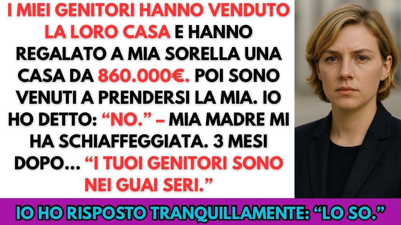 I Miei Genitori Hanno Regalato 860.000€ a Mia Sorella. Poi Hanno Cercato di Prendersi Casa Mia
