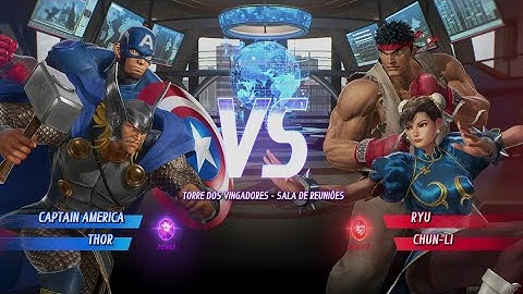 Captain America & Thor vs Ryu & Chun Li (Hardest AI) - Marvel vs Capcom Infinite