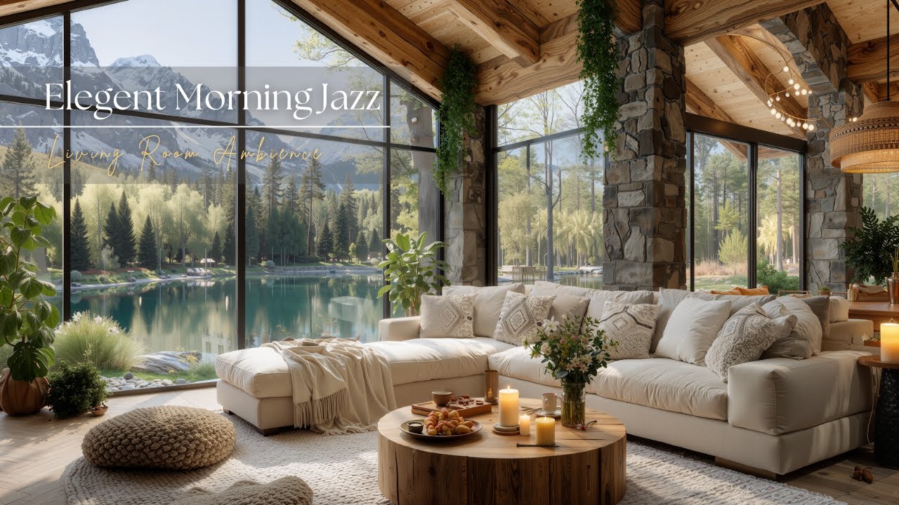 Elegant Morning Cafe Jazz by the Lake | Peaceful Morning Jazz With Bird Song for Calm Retreat
