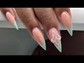 Stiletto French 3d Flower Acrylic Nails | 1 Month Fill