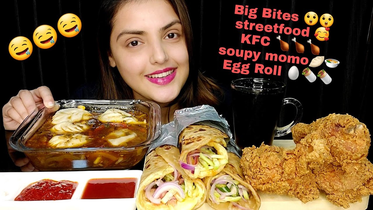 Eating Egg Roll | Soupy Momo | KFC | Eating Show | Big Bites | Streetfood Eating🤤 | Mukbang | ASMR 🎧