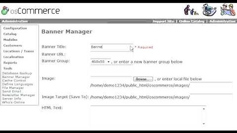 Manage banners in osCommerce