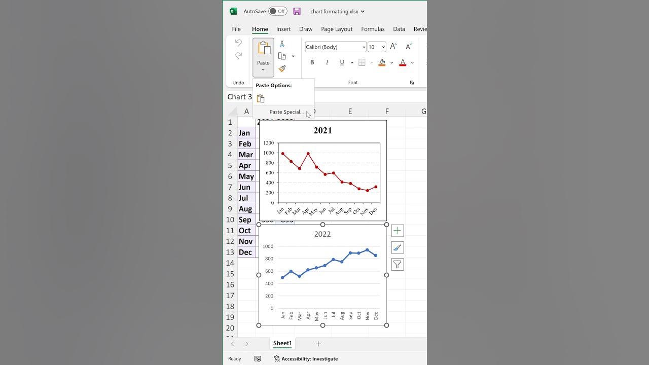 Copy Chart Formatting in Excel #shorts - YouTube