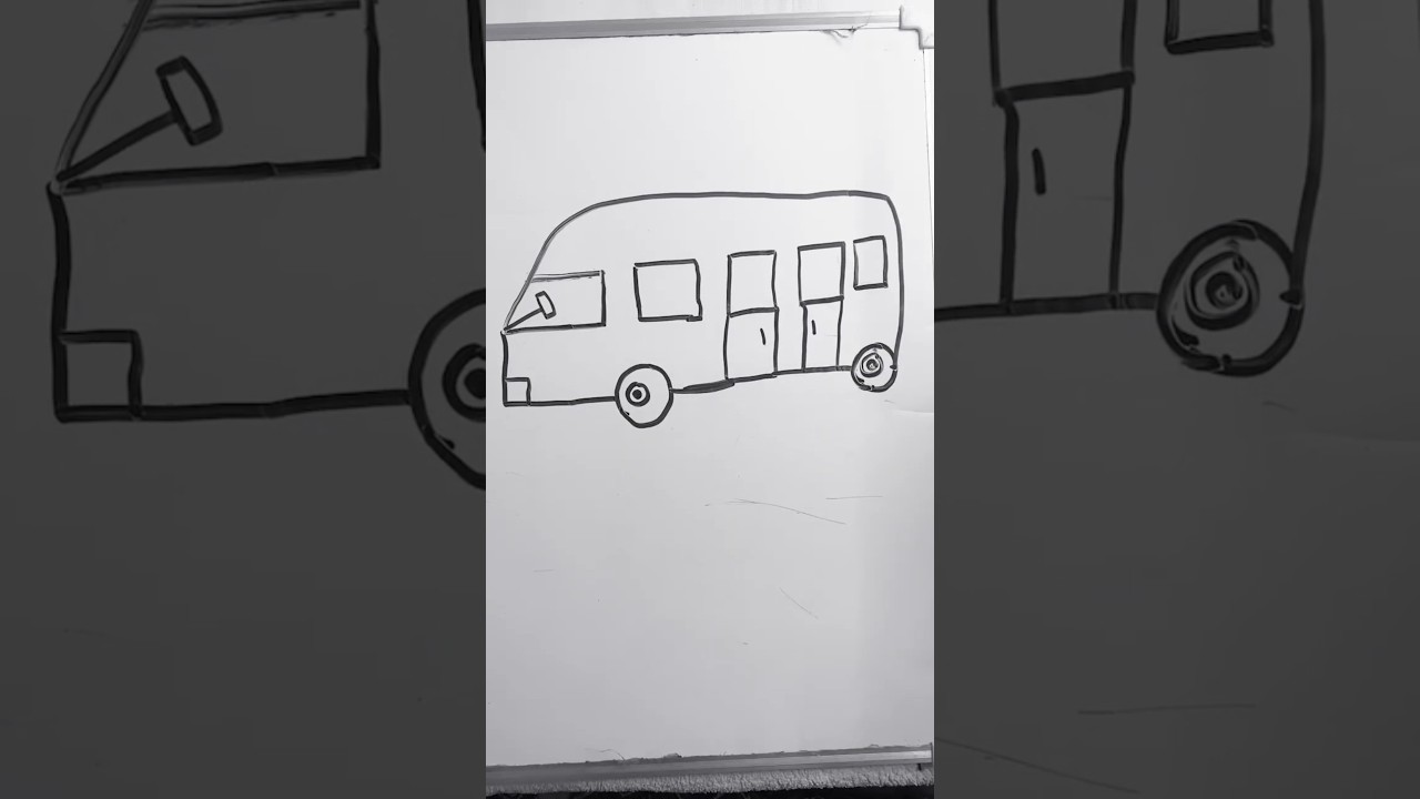 Easy Bus Drawing  School Painting  Sketch  Step by Step Drawing Tutorial 