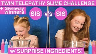 TWIN TELEPATHY SLIME CHALLENGE | SIS v’s SIS | GIVEAWAY WINNERS | Ruby and Raylee