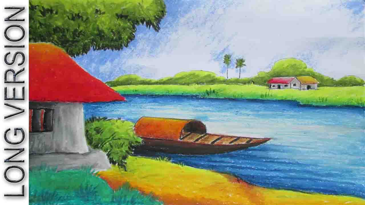  Pastel  Painting Oil Pastel  Landscape Drawing  Tutorial 