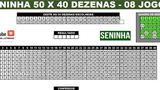 SENINHA DO BICHO 50 X 40 DEZENAS - 08 JOGOS