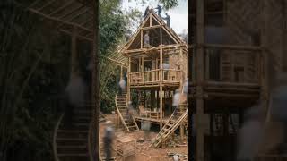 😱😱Raw Bamboo Build Site | Amazing Bamboo House Construction in Forest #beforeafter #shorts #viral