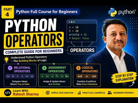 Python Tutorial for Beginners #4 | Relational, Assignment & Logical Operators  in Python