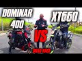 Dominar 400 vs Yamaha XT660 Batalla a Muerte Drag Race