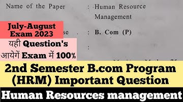 sol du B.com Programme Human Resource Management Question paper 2nd semester 2023