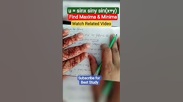 u = sinx siny sin(x+y) , find Maxima and minima of u.... #advancedcalculus #bsc3rdsemmaths
