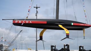 Luna rossa launches their boat 2 in auckland.