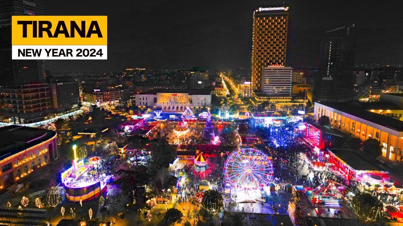 TIRANA, ALBANIA, HAPPY NEW YEAR 2024 🎇GËZUAR VITIN E RI NGA TIRANA, New
