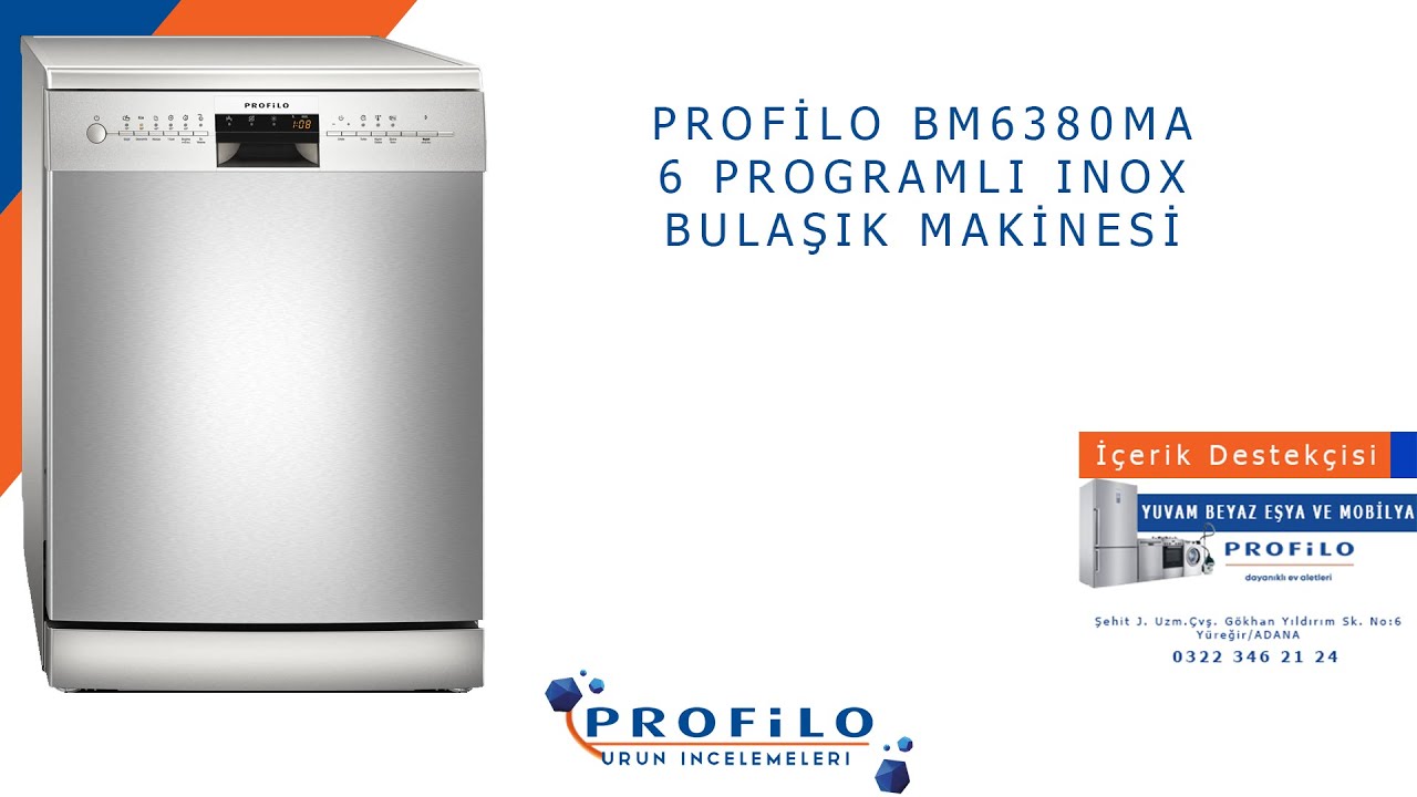 Profilo BM6380MA 6 Program Inox Dishwasher - YouTube