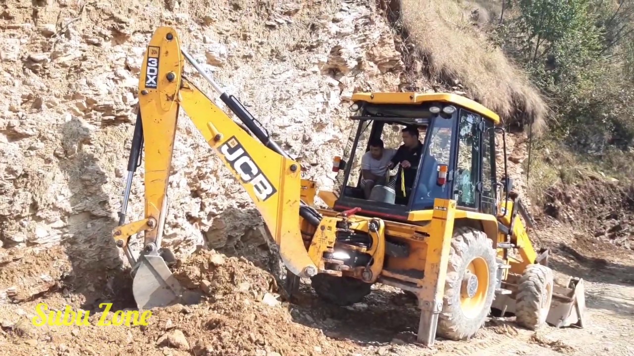 JCB Backhoe Loader Hilly Road Construction - JCB Dojer Making Drain Video
