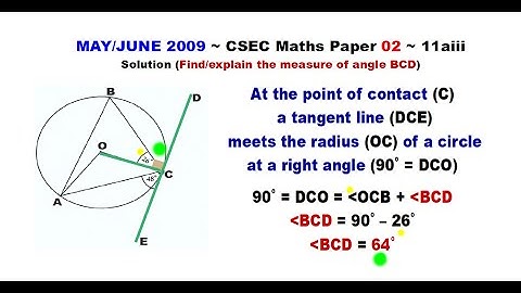 Paper2-CSEC-MATHS-372 ~ Circle Geometry & The Tangent-Radius Theorem ~ May/June 2009 Number 11aiii