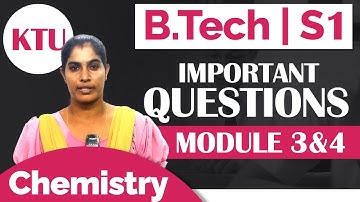 B Tech | KTU | S1 | Chemistry | Important Questions & Numerical | Module 3&4 | #btech