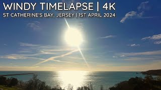 Windy St Catherine's Bay 4K | Jersey | 1st April 2024