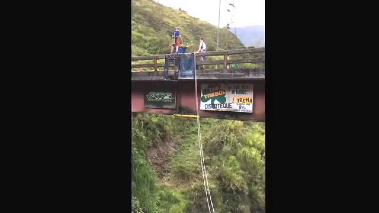 Teens Bungee jumping in Banos, Ecuador. YouTube