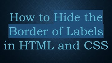 How to Hide the Border of Labels in HTML and CSS