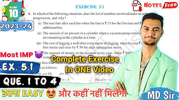 Ex 5.1 Q1 Q2 Q3 Q4 | CLASS 10 MATHS | 2023 - 24 Boards | Arithmetic Progressions | MD Sir