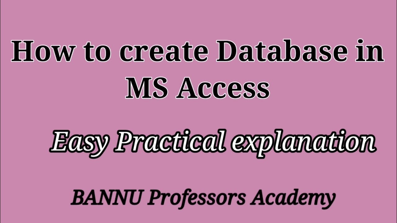 How to Create database in MS ACCESS lecture#1 jamshaid computer academy ...
