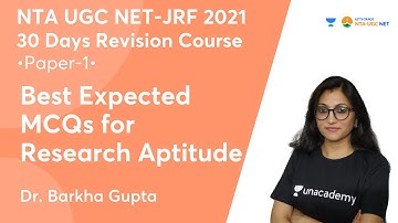 Best Expected MCQs for Research Aptitude | Paper-1 | NTA UGC NET-JRF 2021 | Dr. Barkha Gupta