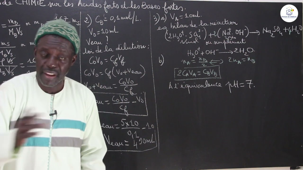 Exercices - Terminale S - PC : Chimie / Acides forts et les bases fortes / Suite 6 / M. Diop