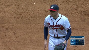 LAD@ATL: Freeman makes great stop and fires to first