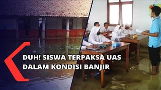 Siswa SD Di Subang Ujian Praktik Di Tengah Banjir