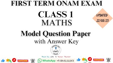 Class 1 Maths First Term Onam Model Exam Questions 2025 - 26 @GeneralEduOnline​