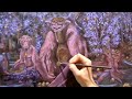 Mystical ape forest  visionary acrylic painting process