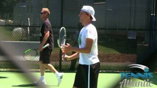 Dominic thiem practices at the citi open in washington on july 30,
2017. one determined kid doesn't get an autograph but he did to bump
thiem. or bum...