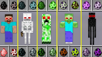 HOW SUMMON FROM EGGS .EXE MOBS SKELETON ZOMBIE ENDERMAN CREEPER HOW TO PLAY MINECRAFT