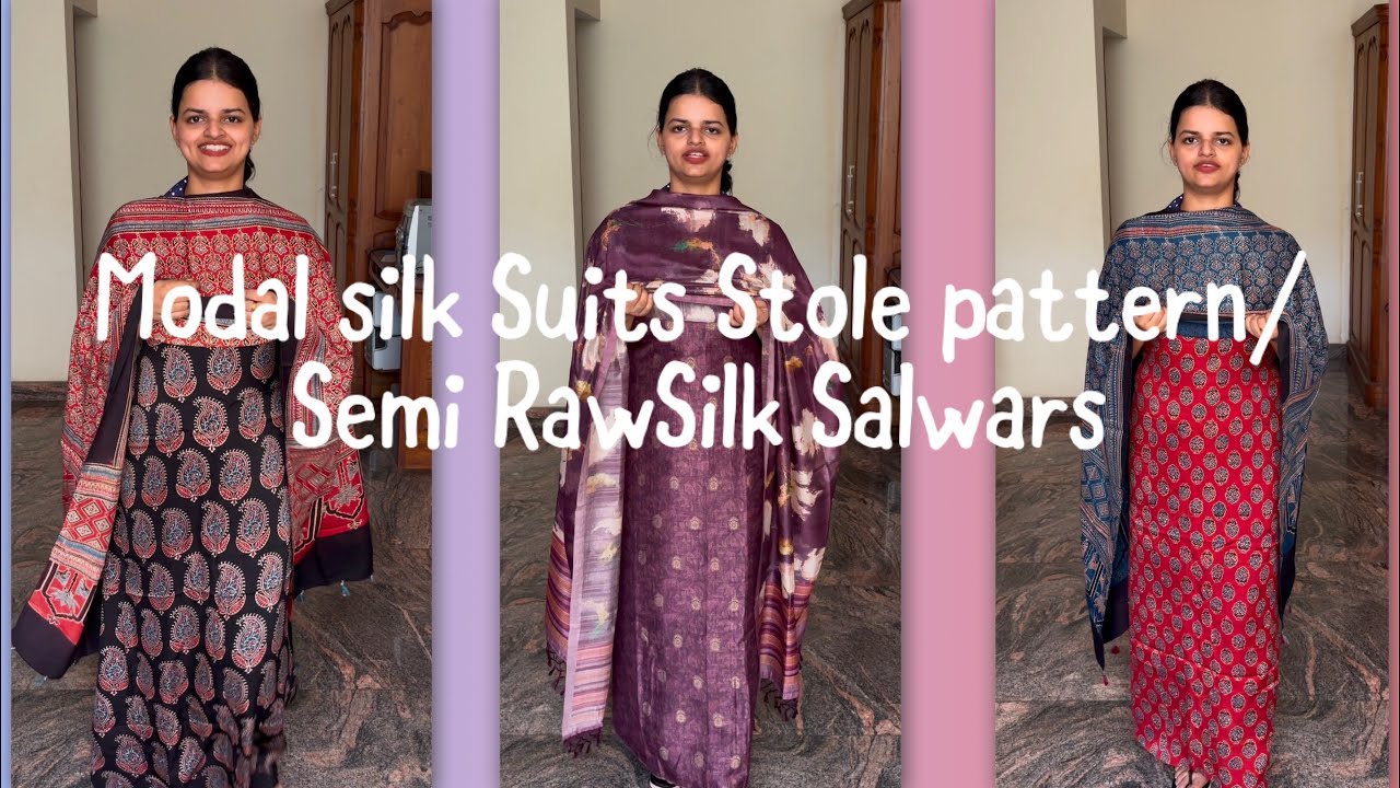 EPI 466|PURE MODAL SILK STOLE PATTERN|SEMI RAWSILK SUITS #modalstole #eidcollection @curatedvault