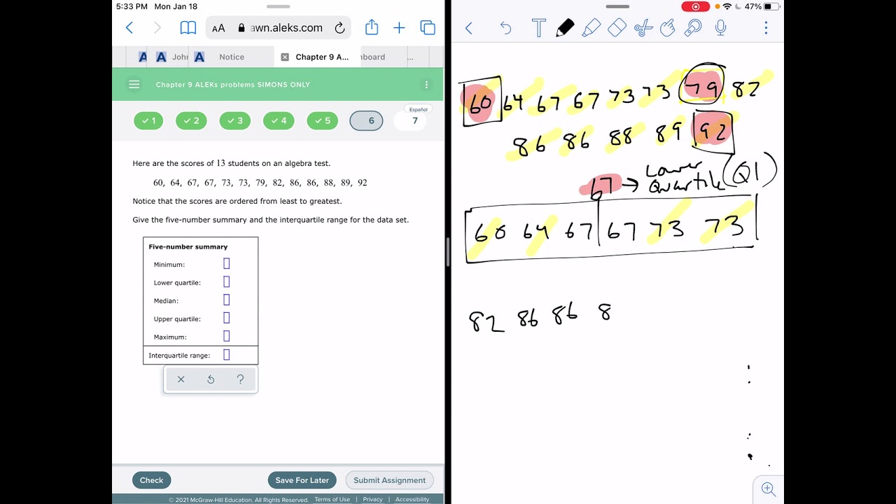 Five Number Summary and Interquartile Range - YouTube