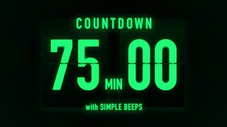 75 Minutes Countdown Flip Timer / Simple Beeps 🟢