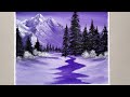 Following A Bob Ross Painting/ 3 Color Painting Challenge/Easy snowy winter scenery painting