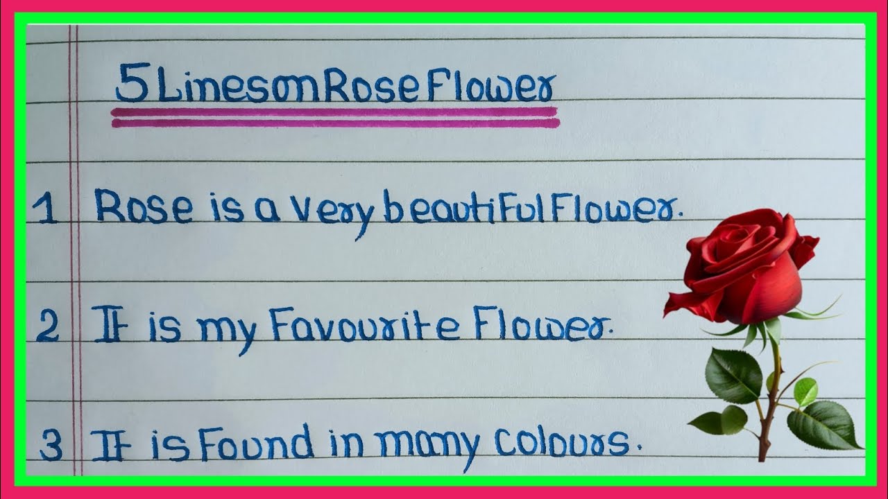 5 lines on rose in English | 5 lines essay on rose flower in English | Few lines about rose flower