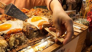 방콕 야시장! 치즈 오코노미야키 / Cheese Okonomiyaki In Bangkok Night Market - Thai Street Food