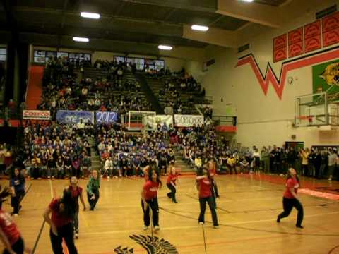 West High Pep Assembly, Girls: bottoms up!