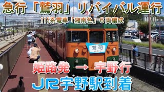 急行「鷲羽」リバイバル運行　115系電車「湘南色」６両編成　姫路発宇野行　JR宇野駅着　民間フェリーのチャーター便で限定復活した宇高連絡船　宇野港