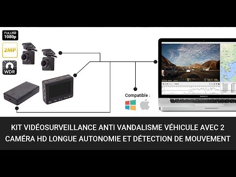 Kit vidéosurveillance Anti vandalisme véhicule Auto Moto avec 2 caméras HD  Longue autonomie mémoire 128 Go