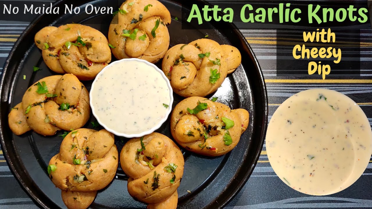 Best Homemade Atta/ Wheat Garlic Knots with Domino’s Style Cheesy Dip